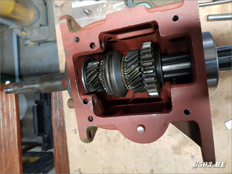 Install the main drive gear in the front of the case and marry up with the main shaft assembly,